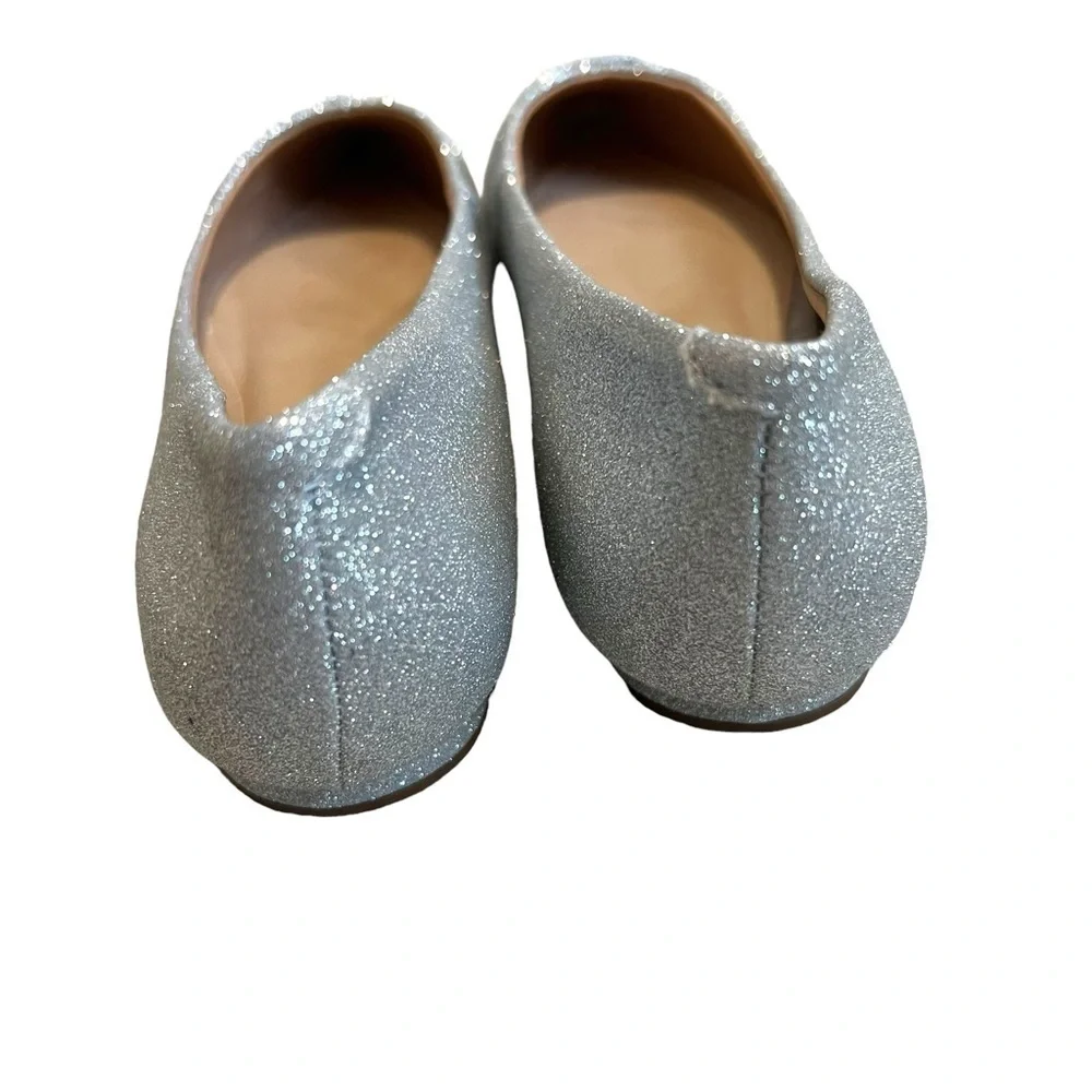 Schutz‎ Flats Pointed Toe Sparkle Metallic Silver Shoes Size 5.5 New without Box